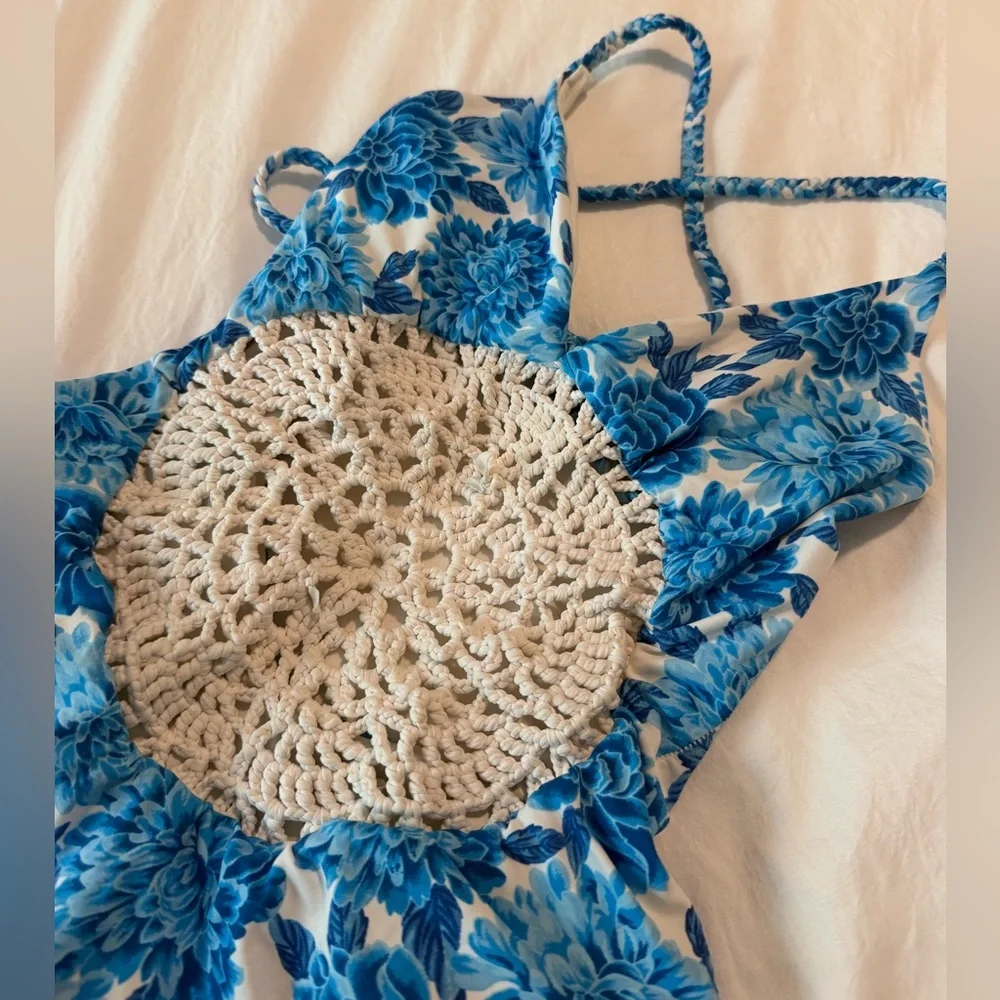 Frankie's Bikinis blue one piece swimsuit Size S